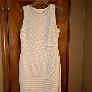 Calvin Klein White Sleeveless Sheath Dress for Wedding Guest
